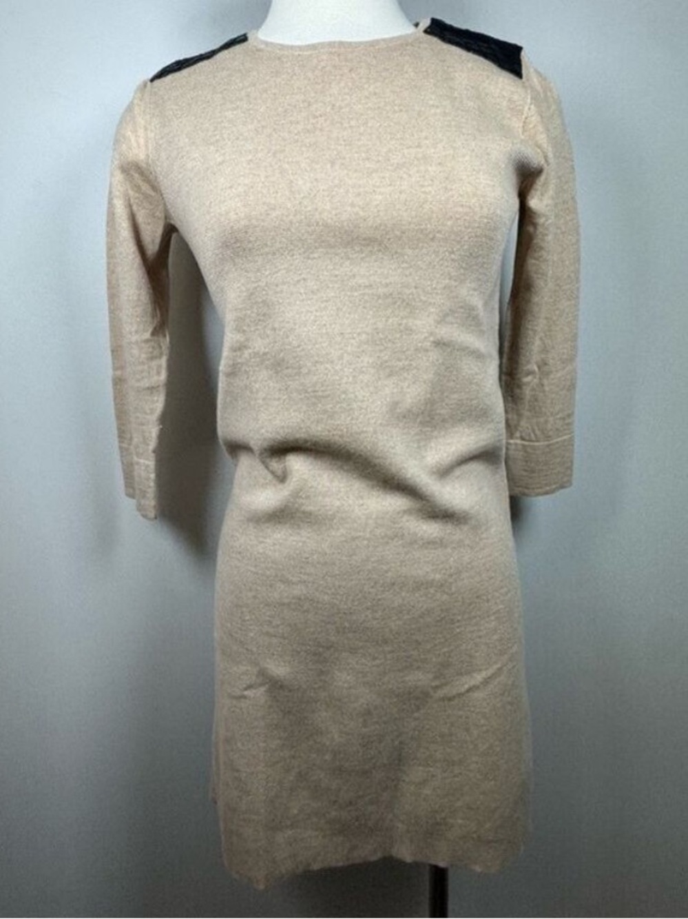 Club Monaco Beige Long Sleeve Dress Wool Small